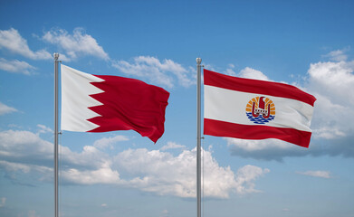 Bahrain and French Polynesia flags, country relationship concept