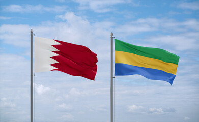 Gabon and Bahrain flags, country relationship concept