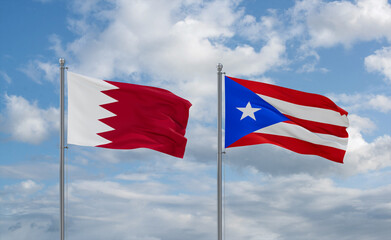 Puerto Rico and Bahrain flags, country relationship concept