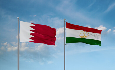 Tajikistan and Bahrain flags, country relationship concept
