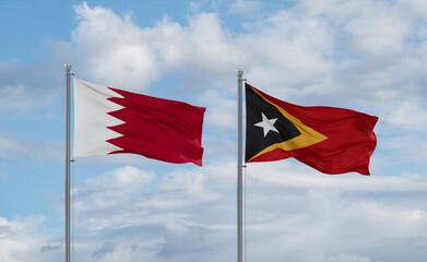 East Timor and Bahrain flags, country relationship concept