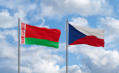 Czech Republic and Belarus flags, country relationship concept