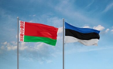 Estonia and Belarus flags, country relationship concept