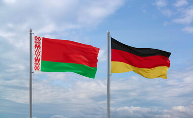 Germany and Belarus flags, country relationship concept