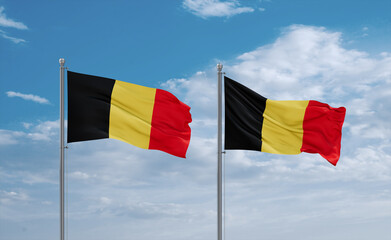 Two Belgium flags, country relationship concept