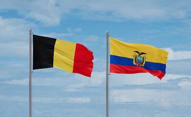 Ecuador and Belgium flags, country relationship concept