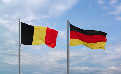 Germany and Belgium flags, country relationship concept