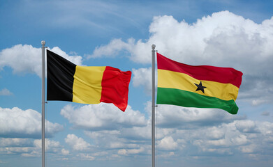 Ghana and Belgium flags, country relationship concept