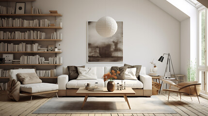 Scandinavian home interior design of modern living room