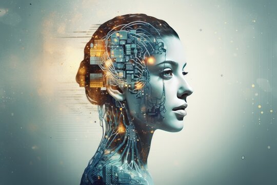 Portrait of a prototype of a transhuman woman