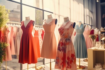 Dresses on Display in Front of Window