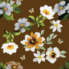 Flowers vintage bouquet seamless pattern vector illustration