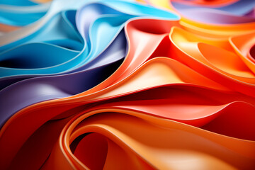 abstract background of colored paper curved in the shape of a flower