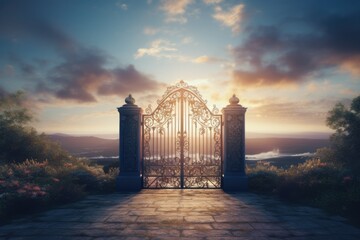 Open Gate at Beautiful Sunset