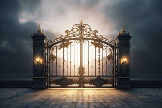 Person Standing in Front of Iron Gate