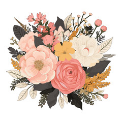 botanical bouquet illustrations for wedding invitations