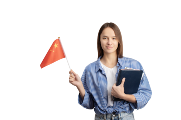student with Chinese flag isolated, language learning, immigration, foreign education, work abroad