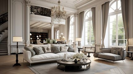French home interior design of modern living room