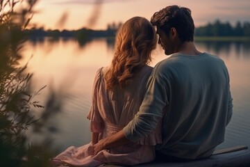 Couple Sitting on Bench by the Water