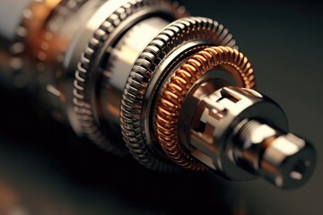 Close Up of Mechanical Device with Gears - obrazy, fototapety, plakaty