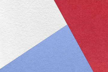 Fototapeta na wymiar Texture of craft white, blue and red shade color paper background, macro. Vintage abstract cardboard