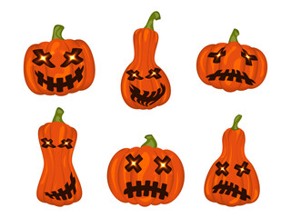 set of halloween pumpkins