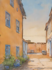 Fototapeta premium Street painting using artificial intelligence mixed with classic anime style