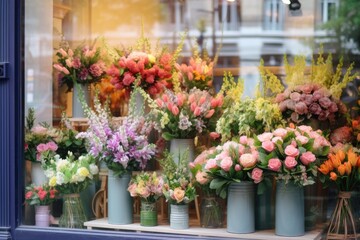 Fototapeta na wymiar Flowers in Front of Window