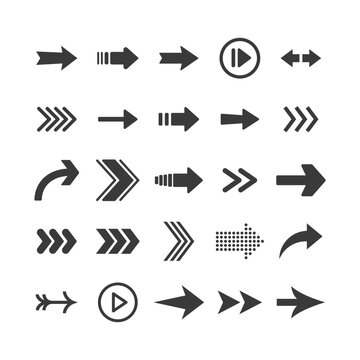 Arrow icon collection. Arrows simple flat icons.