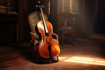 Cello on Chair in Room