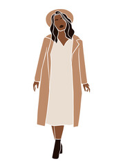 Abstract beautiful woman in hat illustration. Vector illustration.