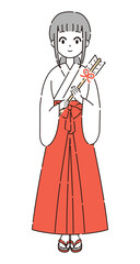 破魔矢を持った巫女さんのイラスト