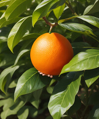 A realistic fresh orange in nature view
