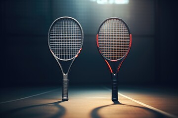 Tennis Rackets on Tennis Court