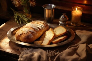Bread and Candle on a Plate