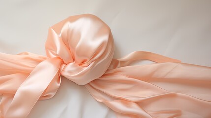 Peachy keen satin puff. Silky ribbon art design. 