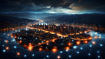 Smart City with network connections concept