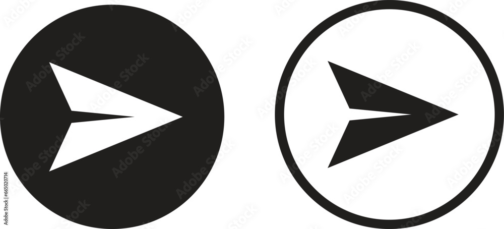 Poster send message icon set in a circle in two styles isolated on white background