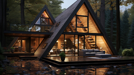 Obraz premium Unique house made of leaves and irregular edges, Inspirational Design Ideas