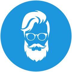 Icono de rostro masculino con barba y lentes elegantes