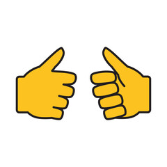 Yellow Thumbs Up Icon Design,  Emoticon, Vector Template 