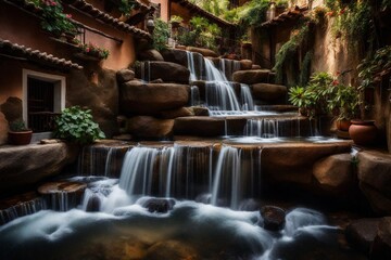 waterfall in the park. waterfall in the forest . waterfall in the beautiful place 