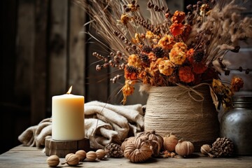 Fototapeta na wymiar Fall Fancies: DIY Decorations for an Autumnal Home 