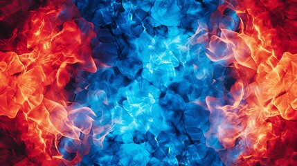 Fiery Inferno Art: Abstract Flame and Smoke Pattern - Heat, Motion, and Blaze in Red and Blue