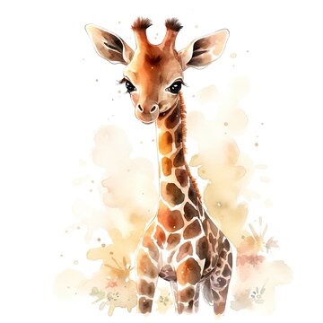 Watercolor Baby Giraffe.