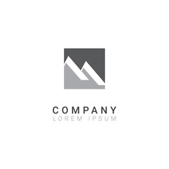 logo design with the initials of the letter M, mountain style.
