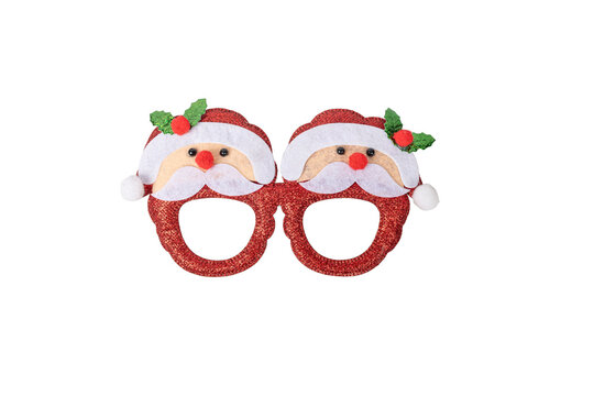 glasses with christmas decoration isolated