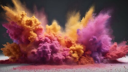 Fototapeta na wymiar Colorful Flour Explosion Of Indian Holi Celebration
