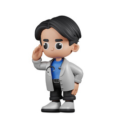3d Character Doctor Looking for Something Pose. 3d render isolated on transparent backdrop.