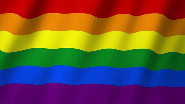 Lgbt Pride Flag. Rainbow 3d Flag waving. Flag of Lgbt footage video waving in wind. Flag of Lgbt Pride 4K Animation